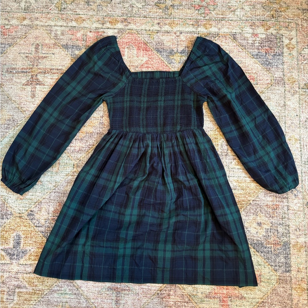 Plaid Smocked Cutout Mini Dress